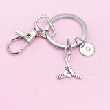 Silver Hockey Stick Charm Keychain, CN156