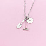Silver Shovel Rake Charm Necklace, N1895