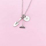 Silver Shovel Rake Charm Necklace, N1895