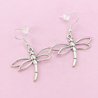 Silver Dragonfly Earrings Birthday Gift, N5583