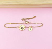 Gold Compass Bracelet, Graduation Gift, D454