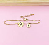 Gold Compass Bracelet, Graduation Gift, D454