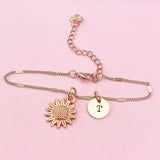 Rose Gold Sunflower Bracelet Flower Jewelry, N1573A