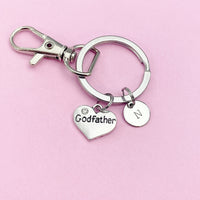 Silver Godfather Charm Personalized Keychain, N912