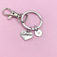 Silver Godfather Charm Personalized Keychain, N912