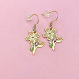 Gold Japanese Cherry Blossom Earrings, Sakura Earrings, Flower Jewelry, N3283