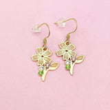 Gold Japanese Cherry Blossom Earrings, Sakura Earrings, Flower Jewelry, N3283
