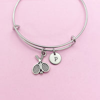 Silver Tennis Racket Charm Bracelet Tennis Team Sport Jewelry Gifts, Personalized Customized Gifts, N716J