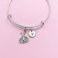 Silver Tennis Racket Charm Bracelet Tennis Team Sport Jewelry Gifts, Personalized Customized Gifts, N716J