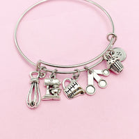 Silver Baking Charms Bracelet Bakery Baker Jewelry Gifts, N1786C