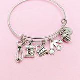 Silver Baking Charms Bracelet Bakery Baker Jewelry Gifts, N1786C