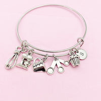 Silver Baking Charms Bracelet Bakery Baker Jewelry Gifts, N1786C