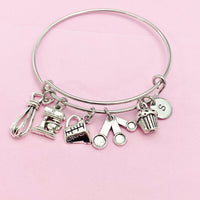 Silver Baking Charms Bracelet Bakery Baker Jewelry Gifts, N1786C