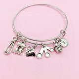 Silver Baking Charms Bracelet Bakery Baker Jewelry Gifts, N1786C