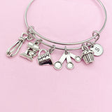 Silver Baking Charms Bracelet Bakery Baker Jewelry Gifts, N1786C