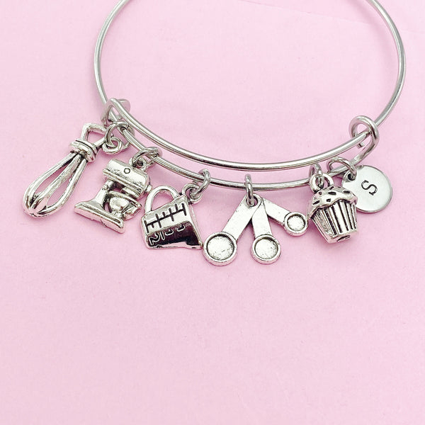 Silver Baking Charms Bracelet Bakery Baker Jewelry Gifts, N1786C