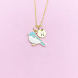 Gold Blue Bird Sparrow Necklace, Bluebird Bird Watcher Gifts Ideas, AN3296