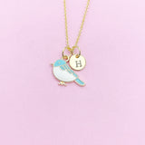 Gold Blue Bird Sparrow Necklace, Bluebird Bird Watcher Gifts Ideas, AN3296