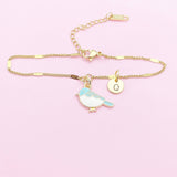 Gold Blue Bird Bracelet, Blue Sparrow Bird Watcher Gifts Ideas, N3296B