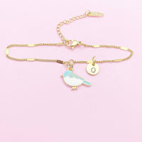 Gold Blue Bird Bracelet, Blue Sparrow Bird Watcher Gifts Ideas, N3296B