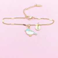 Gold Blue Bird Bracelet, Blue Sparrow Bird Watcher Gifts Ideas, N3296B