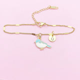 Gold Blue Bird Bracelet, Blue Sparrow Bird Watcher Gifts Ideas, N3296B