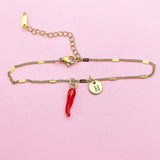 Gold Red Hot Chili Pepper Charm Bracelet, N1697D