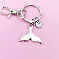 Silver Whale Tail Charm Keychain, N5600