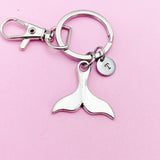 Silver Whale Tail Charm Keychain, N5600