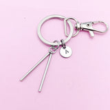 Silver Percussion Mallets Charm Keychain, Drum Player, Stick, Matching Band Gifts, N5603