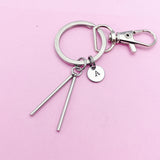 Silver Percussion Mallets Charm Keychain, Drum Player, Stick, Matching Band Gifts, N5903