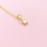 Gold Dice Necklace, Bunco Club Gift, Dainty Necklace, AN124