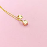 Gold Dice Necklace, Bunco Club Gift, Dainty Necklace, AN124