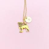 Gold Pug Dog Charm Necklace, N483