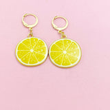 Gold Lemon Slice Earrings, Yellow Lemon Earrings, N2947
