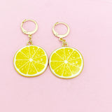Gold Lemon Slice Earrings, Yellow Lemon Earrings, N2947