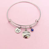 Softball Bracelet, Silver Softball Charm, Baseball Bracelet, AN571