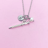 Personalized Oboe Necklace, Silver Music Gift, Initial Charm