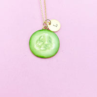 Gold Green Cucumber Sparrow Necklace, AN2946