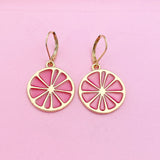 Gold Grapefruit Earrings, Beautiful Grapefruit Slice Earrings, Grapefruit Slice Charm Earrings, Fruit Jewelry, Foodie Jewelry Gift, N3237