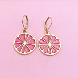 Gold Grapefruit Earrings, Beautiful Grapefruit Slice Earrings, Grapefruit Slice Charm Earrings, Fruit Jewelry, Foodie Jewelry Gift, N3237