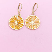 Gold Lemon Lime Slice Charm Earrings, AN3200