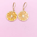 Gold Lemon Lime Slice Charm Earrings, AN3200