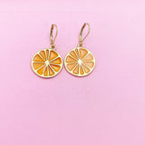 Gold Lemon Lime Slice Charm Earrings, AN3200