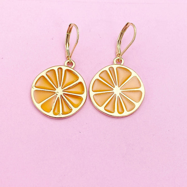Gold Lemon Lime Slice Charm Earrings, AN3200