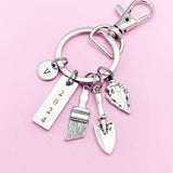 Silver Brush Shovel Arrowhead Charm Keychain Archeology School Gifts, BN5407