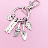 Silver Brush Shovel Arrowhead Charm Keychain Archeology School Gifts, BN5407