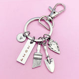 Silver Brush Shovel Arrowhead Charm Keychain Archeology School Gifts, BN5407