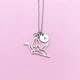 Crane Necklace, Paper Crane Charm, Bird Necklace, Bird Charm, Japanese Crane, Personalized Gift, Best Friend Gift, Coworker Gift, N1119