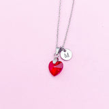 Red Heart Necklace, Red Garnet Necklace, Red January Gift, Heart Love Necklace, Mother's Day Gift, Sister Gift, Girlfriend Gift, N71